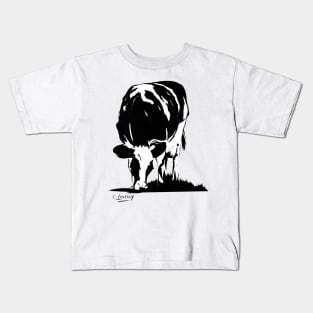 Black & White Cow Grazing Kids T-Shirt